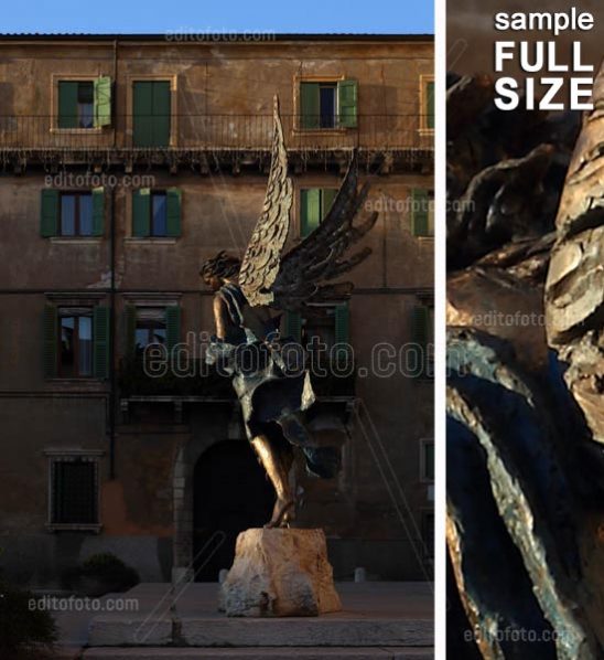 Verona Modern statue of an angel in Piazza Duomo.