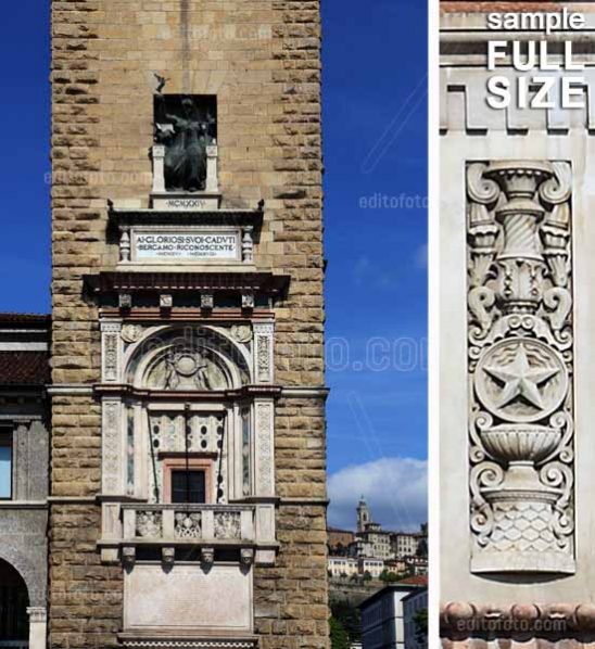 Bergamo Monumento Caduti. Il monumento fu costruito, a partire dal 1922, progettato dall'architetto Marcello Piacentini.